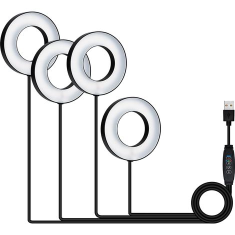 Lámpara para Plantas, 4 Full Spectrum LED Grow Lights, 3H/9H/12H Timer, 3 Lighting Modes and 10 Brightness Levels for Indoor and Outdoor Small Plants (1/5)