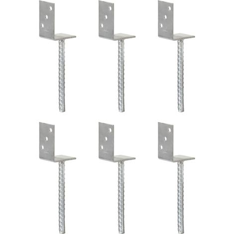 SKM Piquets de clôture 6 pcs Argenté 8x6x30 cm Acier galvanisé (1/5)