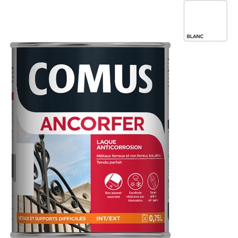 ANCORFER BRILLANT 0,75L Blanc - Peinture-laque antirouille pour métaux et autres supports - COMUS (1/5)