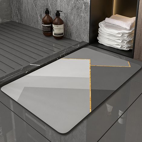 Rutschfeste Badematte, saugfähige Badematte, 40 x 60 cm, schnell trocknende Badematte für Zuhause
