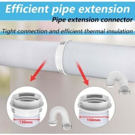 Adaptateur de tuyau pour climatiseur mobile blanc, raccord 130-150mm, kit d'évacuation, compatible avec la plupart des modèles. (1/5)