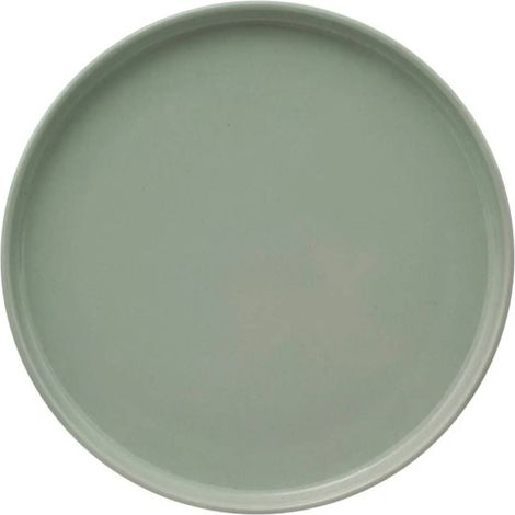 Lot de 6 assiettes plates rondes 26,5cm en grès – Compatible lave-vaisselle et micro-ondes – Couleur vert clair – Tendance moderne – Secret De Gourmet