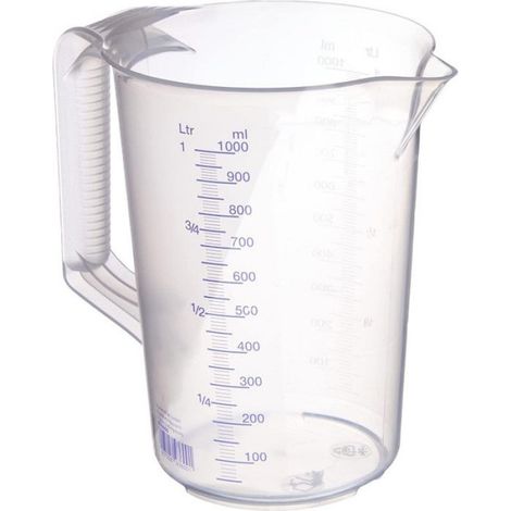 Pichet Doseur - 1000 ml - Polypropylène - Résistant Chimique - Poignée Fermée - Usage Laboratoire Et Industriel (1/3)