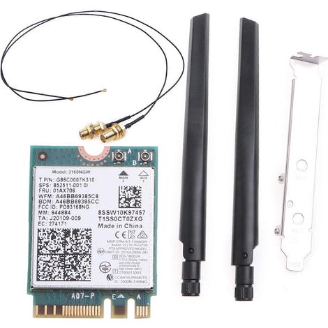 Dualband-WLAN-Karte 2,4 GHz / 5 GHz Netzwerkadapter 802.11ac BT 4.2 (Antenne + Halterung) (1/5)