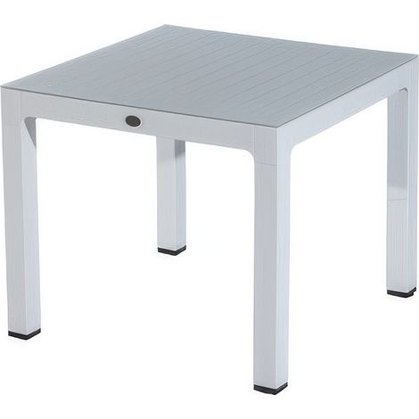 Tavolo da Esterno Atlas Regnum 90 x 90 x h 75 cm Bianco con Piano in Vetro Temperato