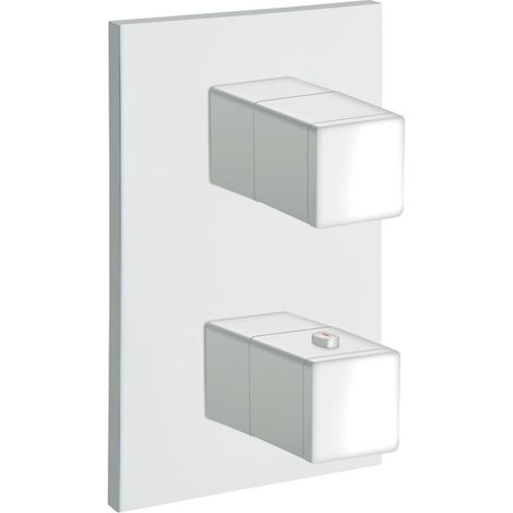 FACADE EXTERNE QUADRI LAITON THERMOSTATIQUE 2 SORTIES BLANC - CRISTINA ONDYNA XQ85224 (1/2)