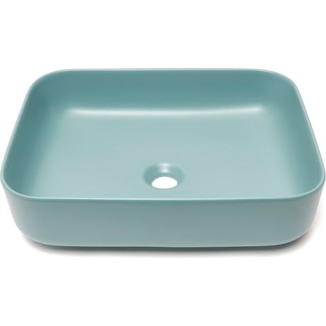 Swiss Aqua Technologies Infinitio Lavabo freestanding 50x39 cm, senza troppopieno, verde opaco (SATINF5039LGEM) (1/5)