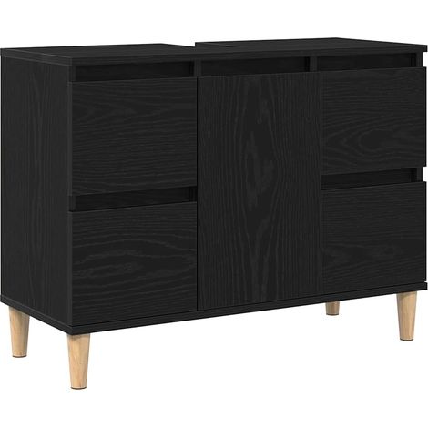 Maison Exclusive - Armadio per Lavabo da Bagno Rovere Nero 80 x 33 x 60 cm