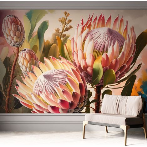 Fotomurale adesivo stickers - per camera da letto - per corridoio - decorazione casa moderna Fiori di protea 312x219 cm (1/5)