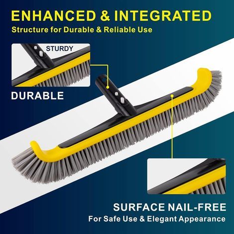 POOLAZA Brosse pour piscine, brosse pour piscine avec manche en aluminium pour le nettoyage des parois de piscine, marches et angles, tête robuste de balai pour piscines intégrée, brosse en nylon (1/4)