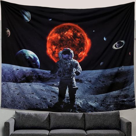Weltraum-Wandteppich, Astronauten-Wandteppich, originelle Wandteppiche, Wanddekoration mit Planeten, Sonne und Galaxie