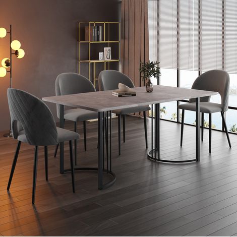Set tavolo e sedie 140 x 80 cm, 5 pezzi, grigio, HAVRYA (1/5)