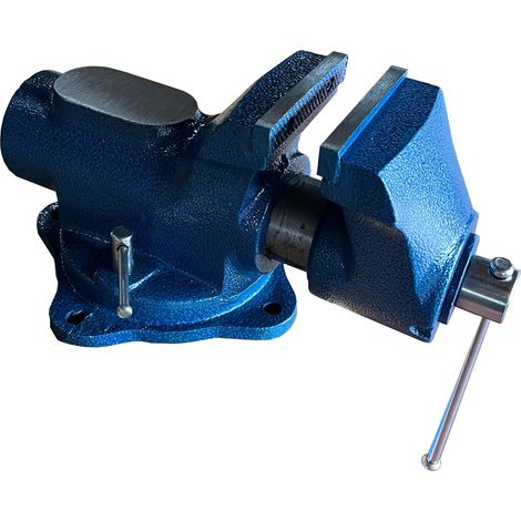 Étau d'établi professionnel cylindrique en fonte avec base pivotante et enclume mors 100 mm (1/5)