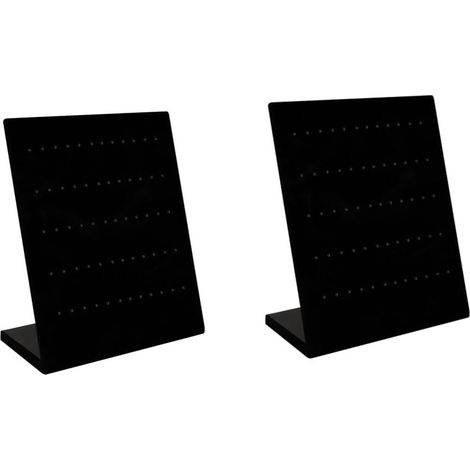 Soporte para exhibición de pendientes, soporte de exhibición de pendientes de joyería de terciopelo negro de 2 piezas con 60 ranuras (30 pares), soporte organizador de pendientes en forma de L para ex (1/5)