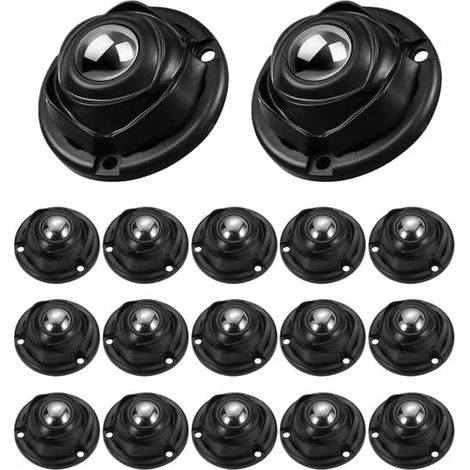 Lot de 20 roulettes auto-adhésives, roulettes pivotantes robustes pour meubles, noires (1/5)