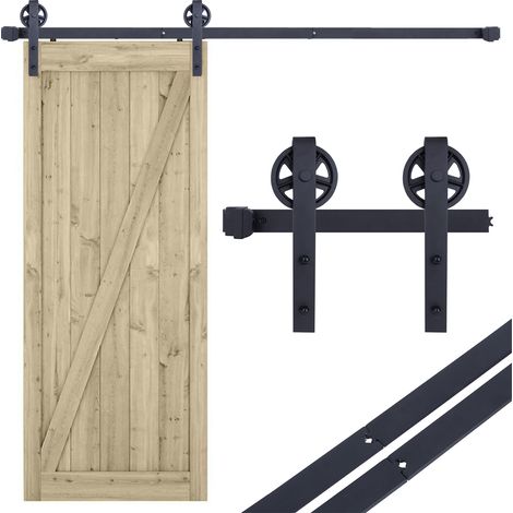 183CM/6FT Kit Quincaillerie de Porte Coulissante Coulissante Rail pour Système Quincaillerie à Célibataire Porte (1/5)