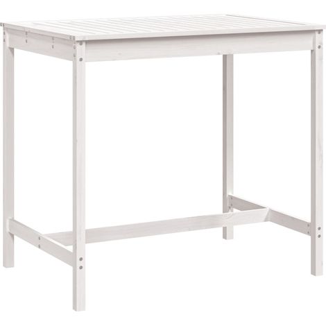 vidaXL Tavolo da Giardino Bianco 121x82,5x110cm Legno Massello di Pino (1/5)