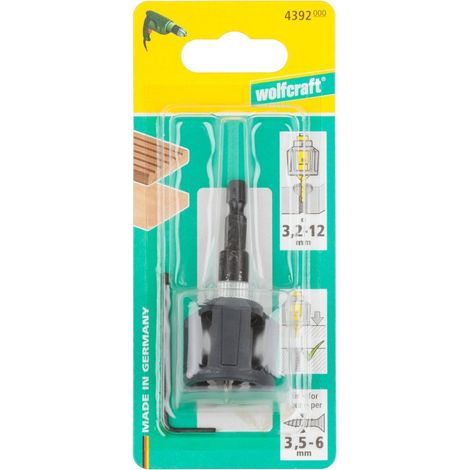 Wolfcraft - Vorbohrer mit Senker und Tiefenstopp ø3,2x12mm - 4392000