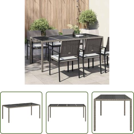 Poly-Rattan - Gartentisch Grau 190 x 90 x 75 cm Poly-Rattan (1/5)