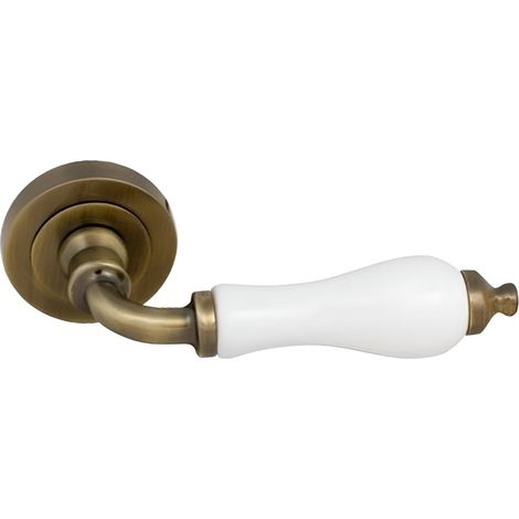 Manilla rústica aluminio porcelana cuero 51mm roseta redonda x2 (1/5)