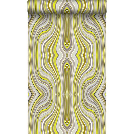 papier peint lignes graphiques jaune ocre - Origin Wallcoverings (1/5)