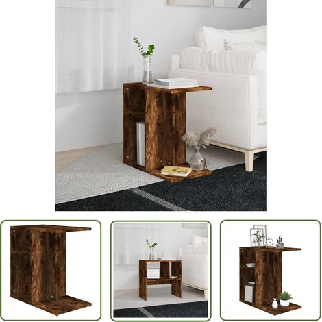 The Living Store Table d'appoint Chêne fumé 50x30x50 cm Bois d'ingénierie - Table D'appoint - Meuble Design - Table Basse - Table Côté Canapé - Rangement Modulaire (1/5)