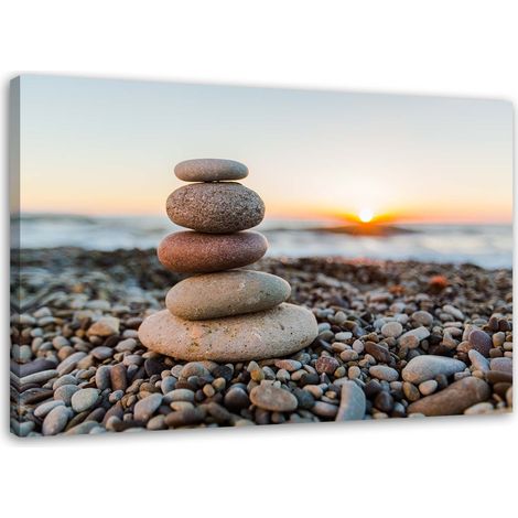 Quadro su tela, Pietre Zen Beach marrone - 90x60 (1/5)