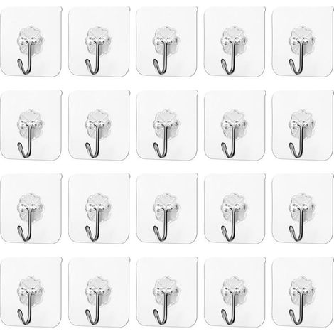 Set of 20 hooks adhesives blue - Installation without drilling - Hooks wall-mounted suitable to the kitchen and to the bathroom (1/5)