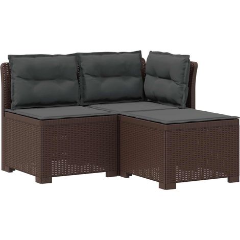 Maison Exclusive - 3-Sitzer Garten Sofa mit Kissen Rattan-Look PP (1/5)