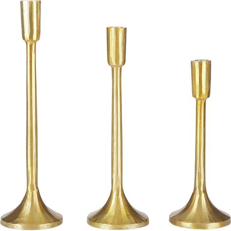 Kerzenständer 3er Set ZIMBABWE Metall 36 cm Gold