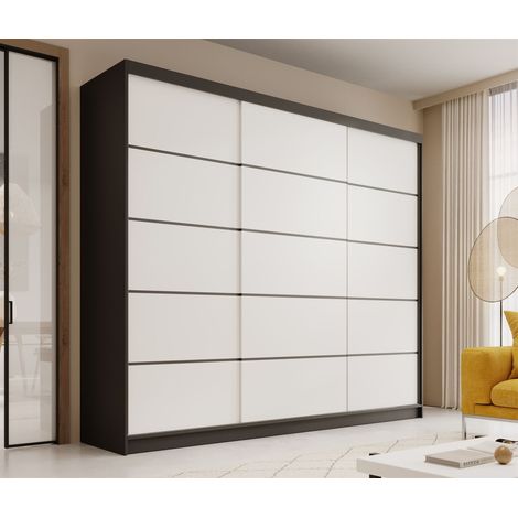 Schiebetürenschrank Schrank LUND in Schwarz- Weiß 250x215x58 cm (1/4)