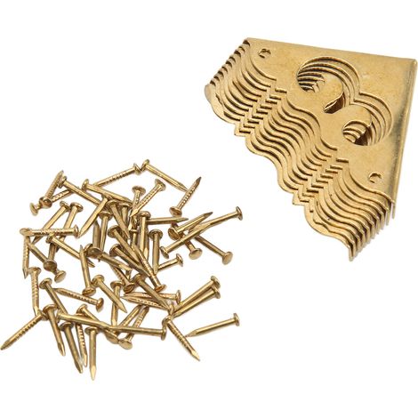 Lot de 10 protections d'angle en métal, design vintage élégant, polyvalentes et résistantes, en laiton, pour boîtes et étuis. (1/5)