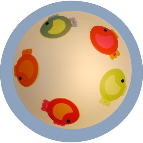 B-Ware / Farbenfrohe Deckenschale Ø45cm mit bruchsicherem Schirm, KLEINE FISCHE (1/4)