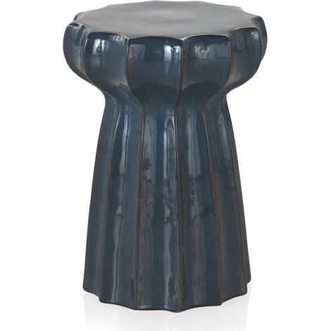 Tabouret céramique bleu finition brillante pour intérieur raffiné - bleu profond finition brillante (1/3)