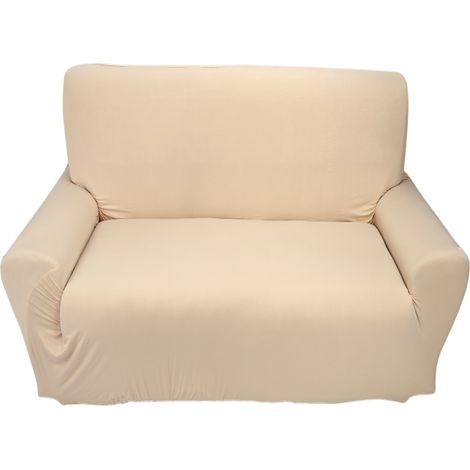 Housse de Canapé 2 Places Extensible Beige en Polyester et Spandex, Antidérapante et Résistante aux Taches pour Protection Meuble (1/3)