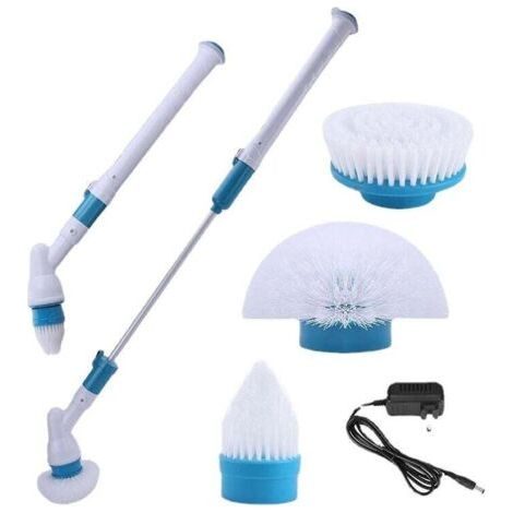 Brosse de nettoyage électrique 8 en 1, brosse de nettoyage rotative rechargeable, brosse de nettoyage de salle de bain, bleue (1/3)