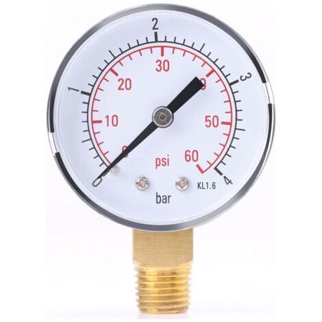 Manomètre Pratique pour L' D'eau D'air 1pc 0-60psi 0-4bar Pression pour les Amateurs de Bricolage (1/4)