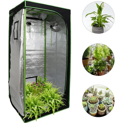 Randaco Invernadero de cultivo indoor con película reflectante, para hierbas, tomates, lechugas y verduras 80x80x180cm