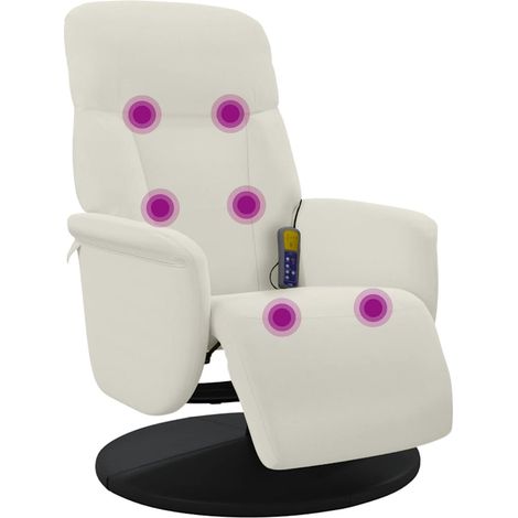Poltrona Massaggi Poltrona Relaxante Reclinabile con Poggiapiedi Crema Velluto (1/5)