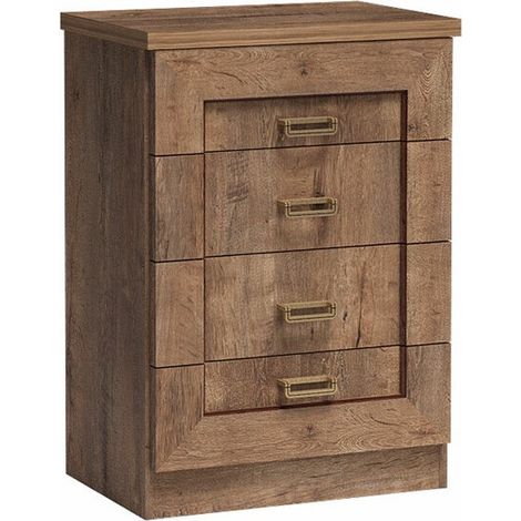 Cómoda Lircava 103, Roble de lefkada, Con cajones, Número de cajones: 4, 90x64x44cm