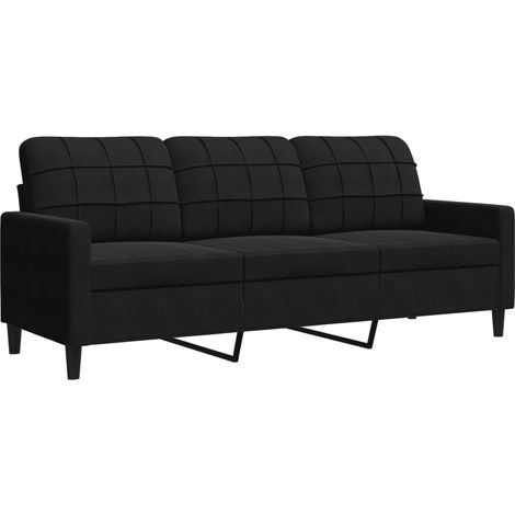 3-Sitzer Sofa Schwarz 180 cm Samt