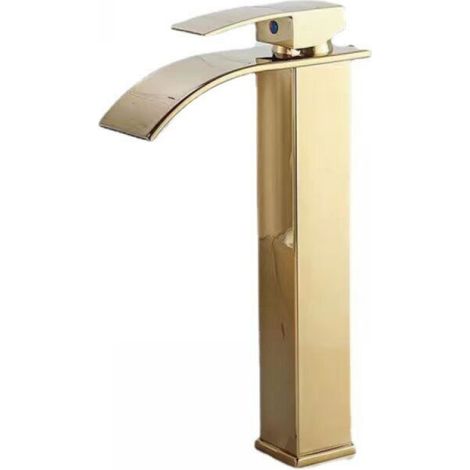 Robinet cascade en laque rehaussée dorée, évier de comptoir chaud et froid, armoire de salle de bains, robinet monotrou, robinet de lavabo cascade (1/3)