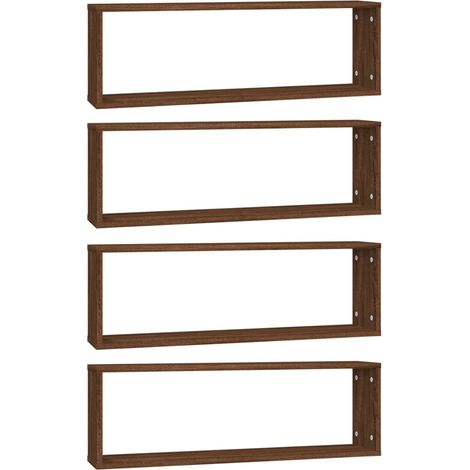 Étagères murales cubiques 4 pcs Étagères flottantes Chêne marron 80x15x26,5 cm (1/5)