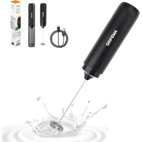 1 Mousseur à lait électrique, Rechargeable USB-C, 13000 tr/min, Acier inoxydable, Pour café, Latte, Matcha (1/5)