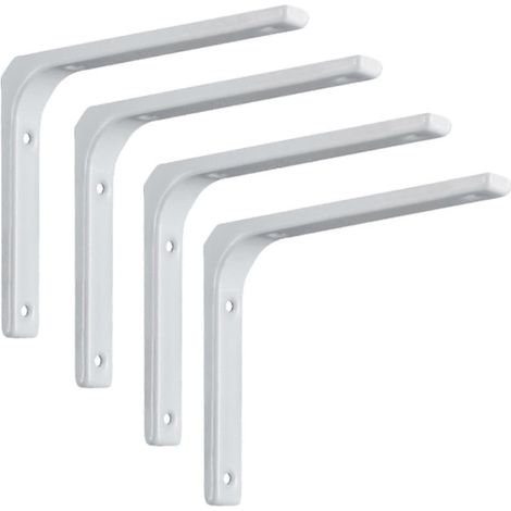 Lot de 4 supports d'étagère muraux en acier renforcé, en forme de L, blancs, 150 x 125 mm. - AquaForge (1/3)