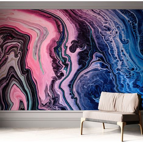 Selbstklebend Tapete - Wandgestaltung - Tapete Wohnzimmer - Flur Eingangsbereich Farbenfrohe Wirbel 312x219 cm (1/5)