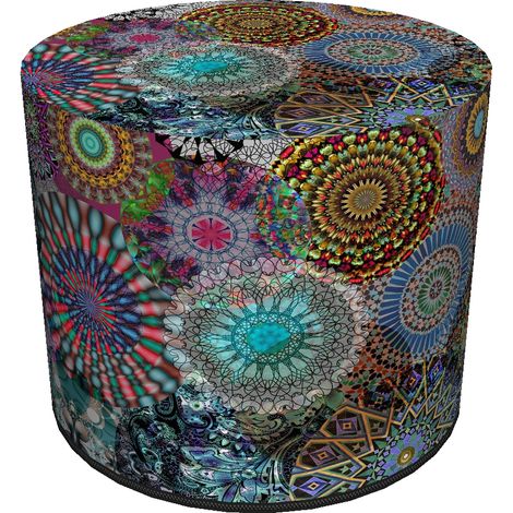 Dekorativer Pouf, Bertoni, Karussellmuster – runder Pouf für Wohnzimmer und Flur, Zylinder 40 cm, elegant, mit Reißverschluss, waschbar (1/5)