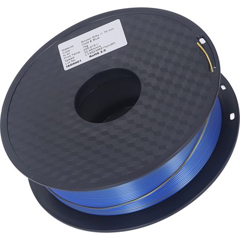 Filament PLA Bicolore Or et Bleu Soie 1.75mm pour Impression 3D, Vitesse 30-45mm/s, Consommable Haute Qualité (1/5)