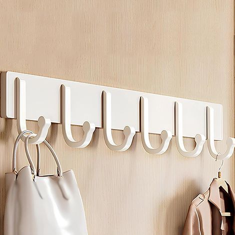 Perchero de pared, ganchos de pared de estilo rústico para colgar ropa, soporte con ganchos de aleación de aluminio (blanco, 45,7 cm/17,9 pulgadas) (1/5)