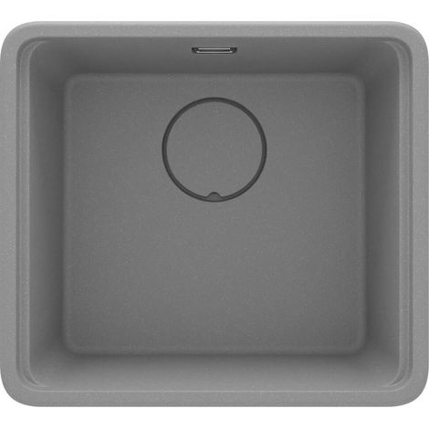 Évier de cuisine encastrable en granit, 1 cuve 50 x 45 cm, gris métallisé - Mira